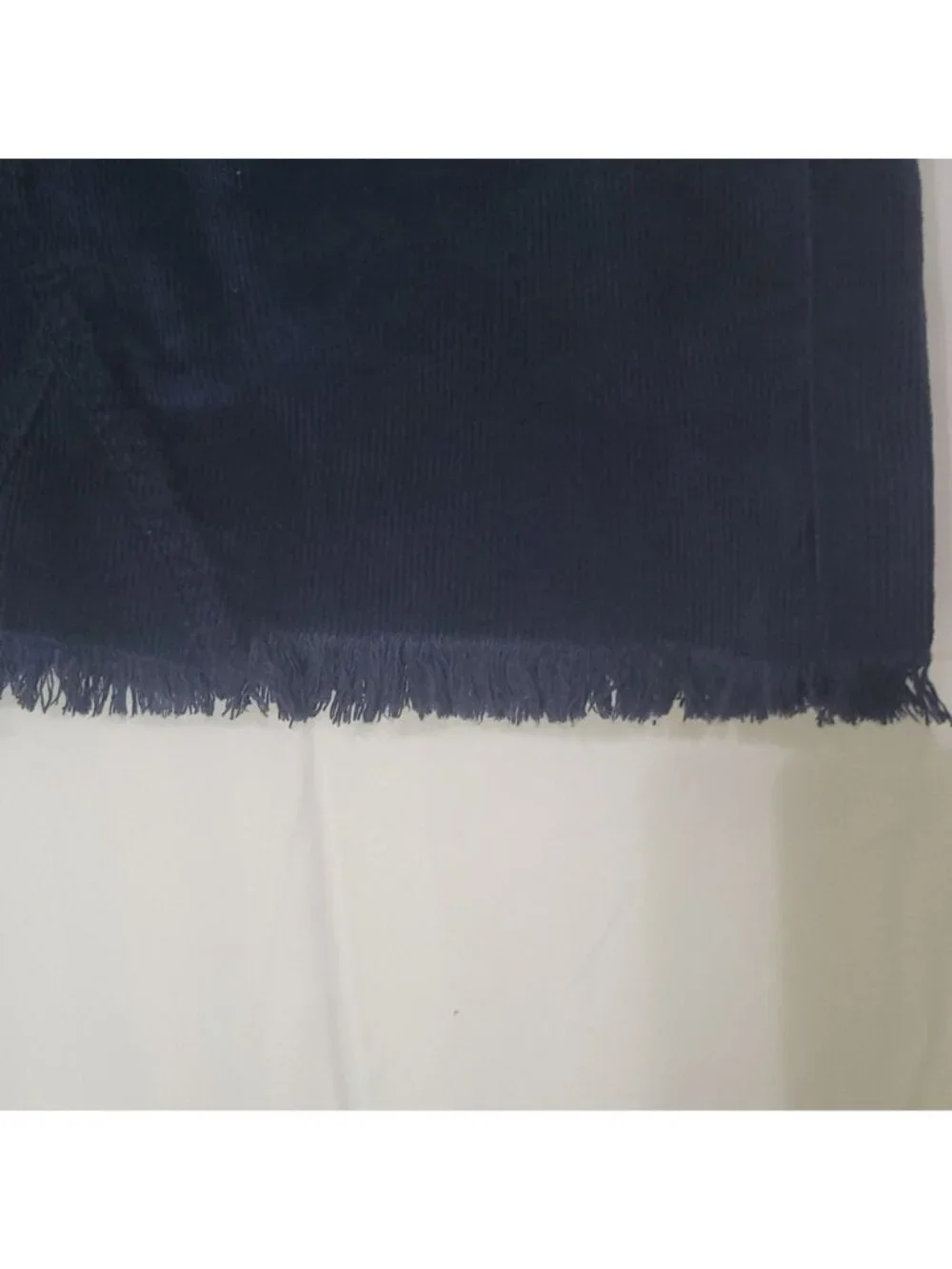 Corduroy Navy Blue Mini Skirt With Frayed Hem & Front Button Closure Size 5/27W - Picture 7 of 15